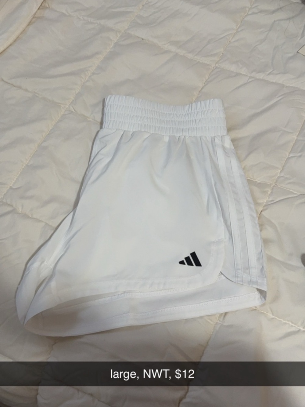 adidas White Women's Sport Shorts with Black Logo